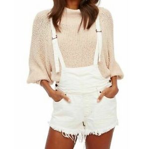 Free people white overall shorts